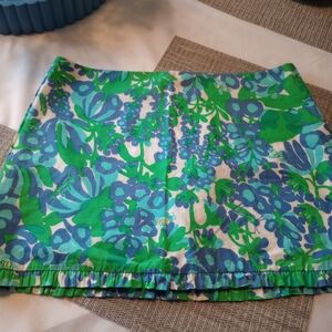 Lilly Pulitzer Blue and Green Patterned Midi Skirt